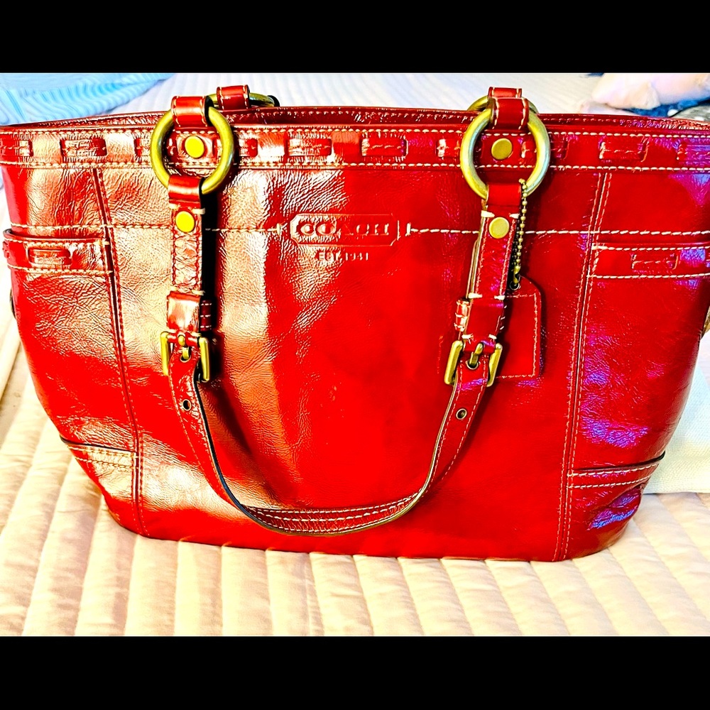Beautiful Cherry Red Coach Bag, EUC